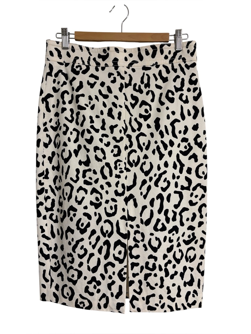 Ann Taylor Black and White Snow Leopard Animal Print Pencil Skirt